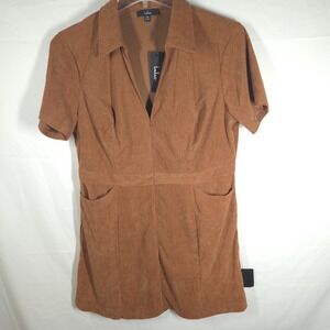 Lulus‎ Go-Getter Girl Rust Orange Corduroy Mini Dress With Pockets Size XXL NWT